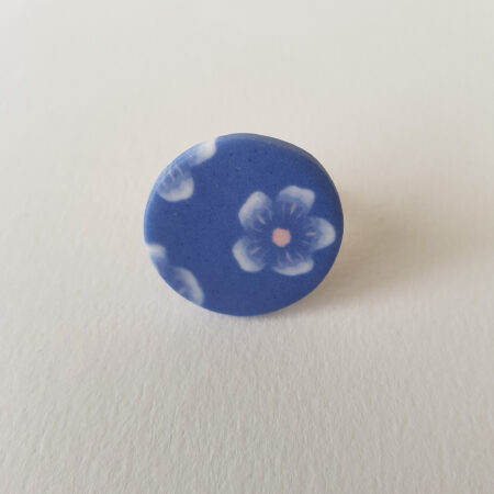 Bague ronde, Fleurs de prunier, Bleu cobalt