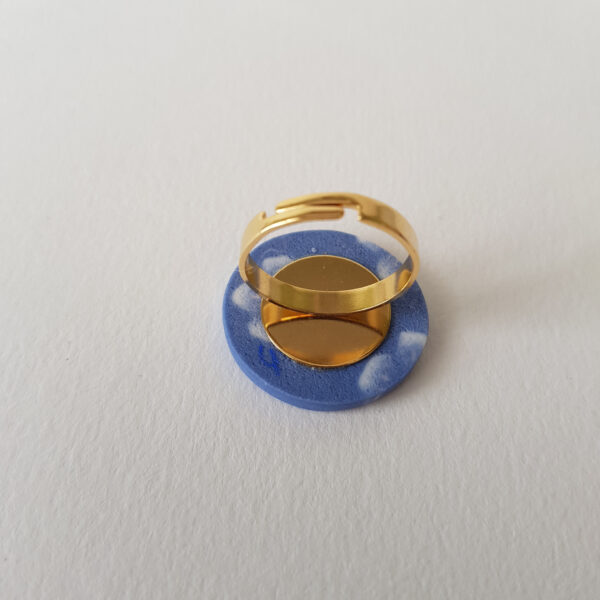 Bague ronde, Fleurs de prunier, Bleu cobalt
