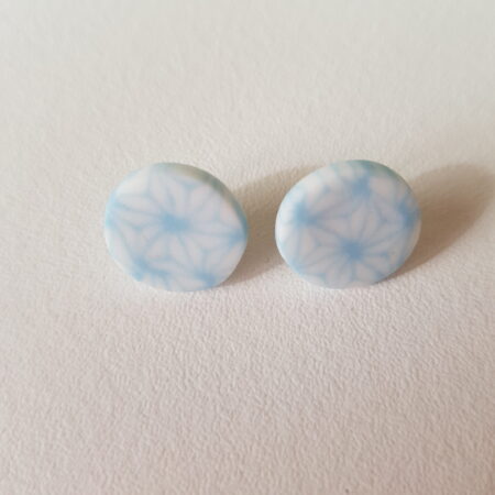 Boucles d'oreilles, Puces, Ronds, Asanoha, bleu ciel