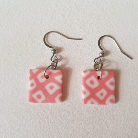 Boucles d'oreilles, Crochet, carrés, Faon, Rose