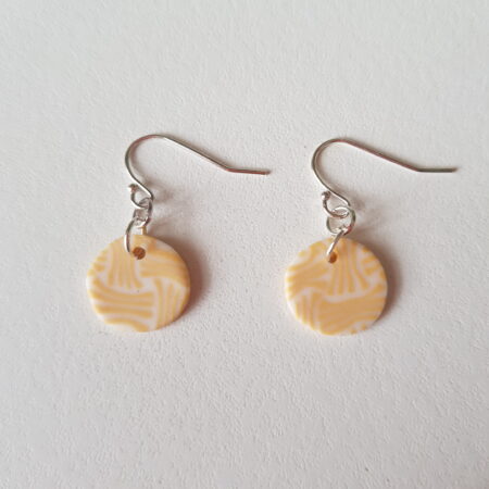 Boucles d'oreilles, ronds (petits) Crochet, Filet, jaune