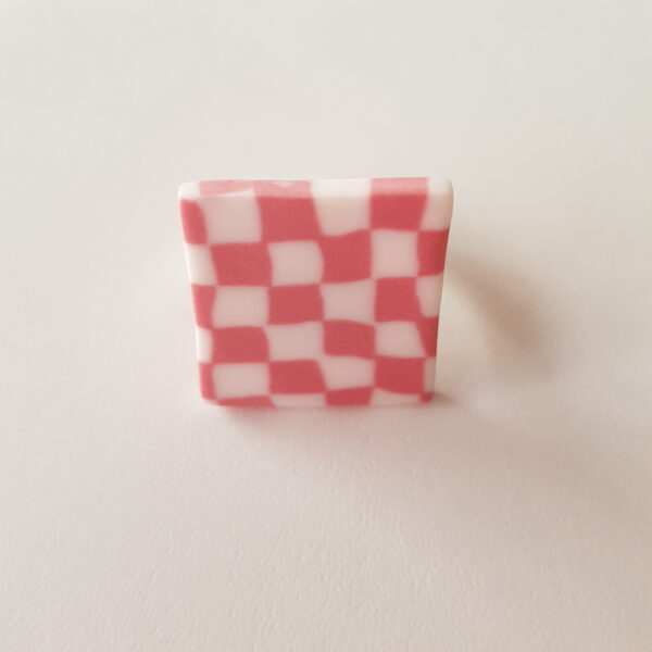Bague carrée, Carreaux, rose