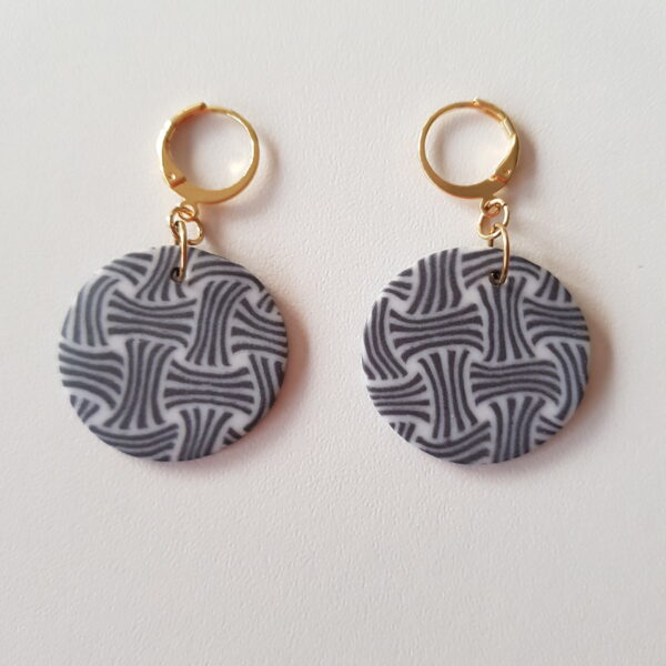 Boucles d'oreilles, Crochet dormeuse Or, Ronds, Filet, noir