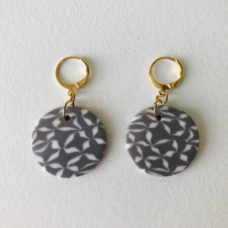 Boucles d'oreilles, Crochet dormeuse Or, Ronds, Sept trésors, marron