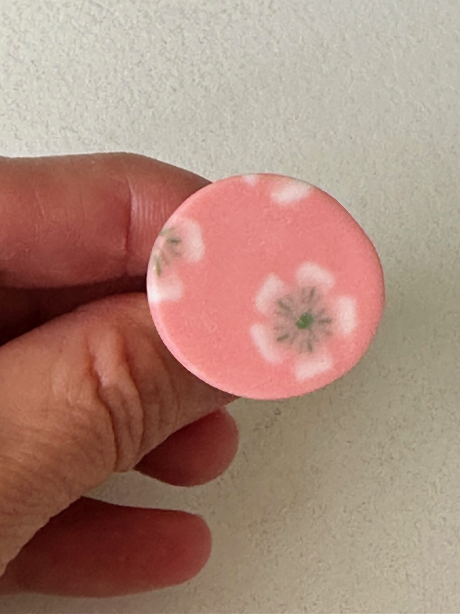 Bague ronde, Fleurs de prunier, fond rose - Image 7